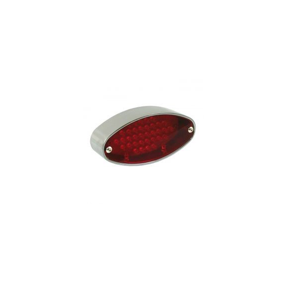 Fanale posteriore cateye cromato lente rossa trasparente led