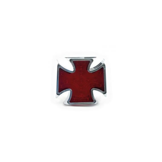 Fanale posteriore maltese cross cromato lente rossa