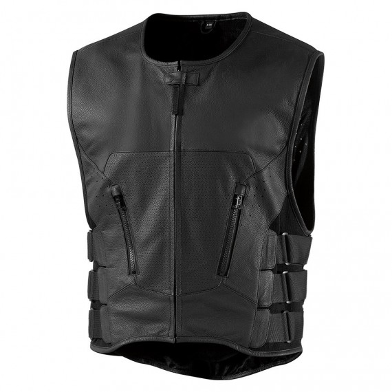 Gilet Icon Stripped D30 in pelle nero